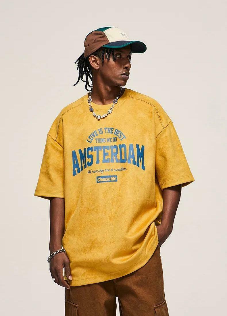 Amsterdam Suede Tee - Trendy Y2K Clothing for Men | Stylish Amsterdam Tee Fashion