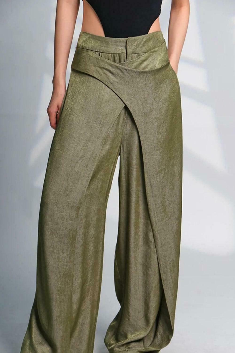 Asymmetrical Design Wide Leg Pants for Y2K Grunge and Indie Fashion Outfits 2025