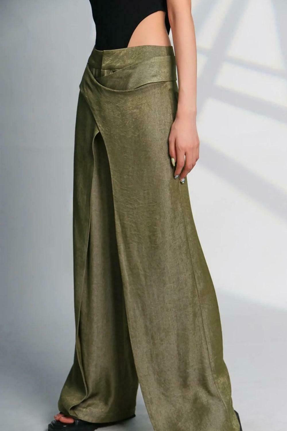 Asymmetrical Design Wide Leg Pants for Y2K Grunge and Indie Fashion Outfits 2025