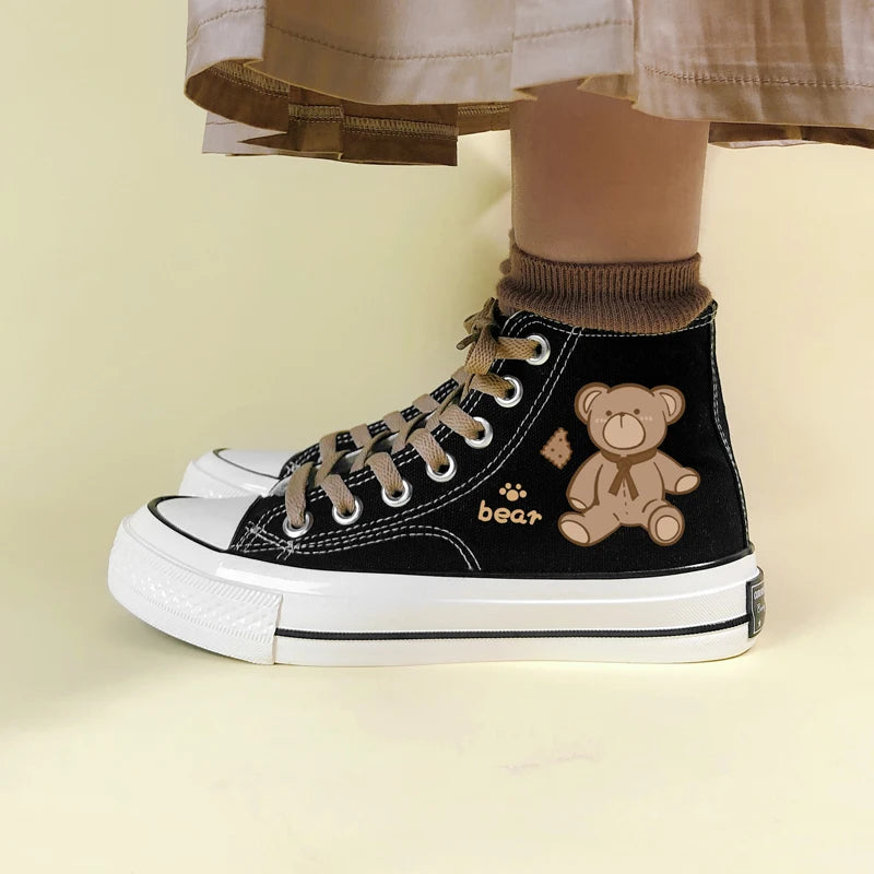 Bear Lace Up Canvas Shoes - Trendy Y2K Style for Street Fashion Enthusiasts