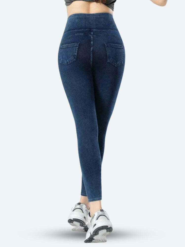 Casual High Rise Fit Denim Jeggings for Trendy Y2K Fashion Enthusiasts