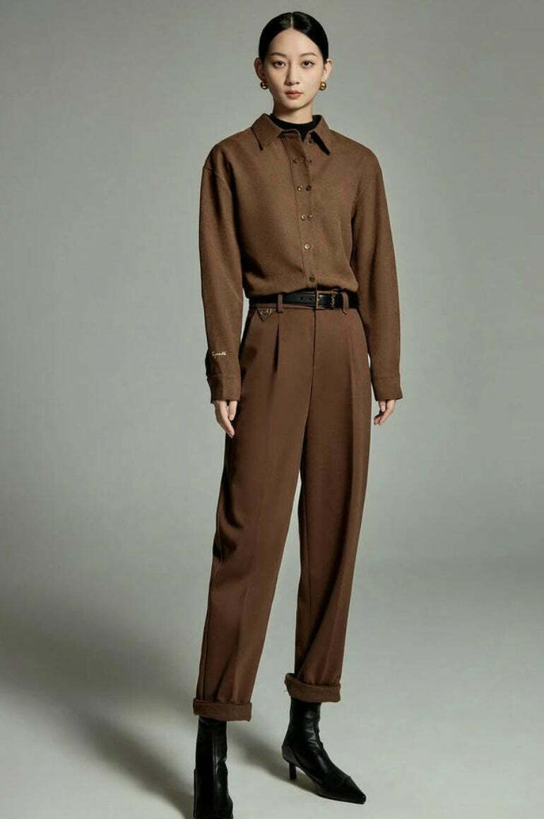 Classiccore Tailored Suit Pants for a Chic Y2K Fashion Look in Korean and Asian Styles