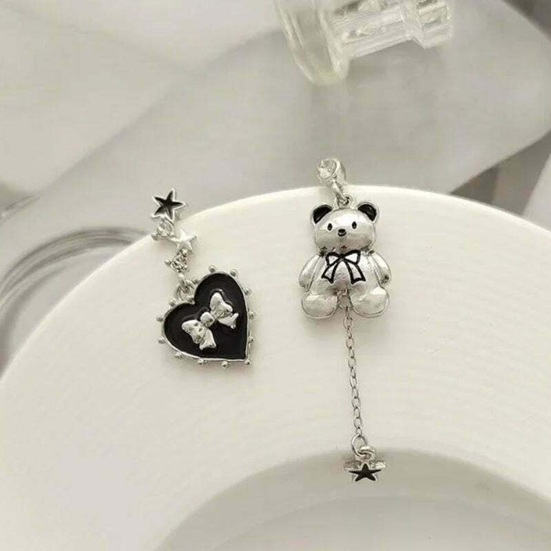 Coquette Bear Bow Earrings - Trendy Y2K Style Bear Bow Jewelry for Fashion Enthusiasts