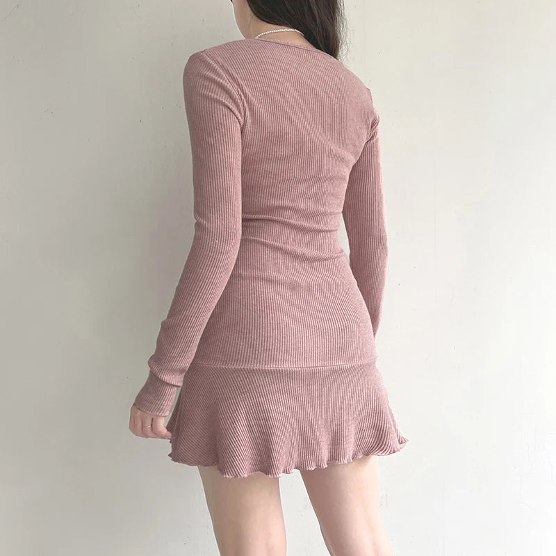 Coquette Pink Mini Dress - Edgy Y2K Style Layered Mini Dress for Trendy Fashion Lovers