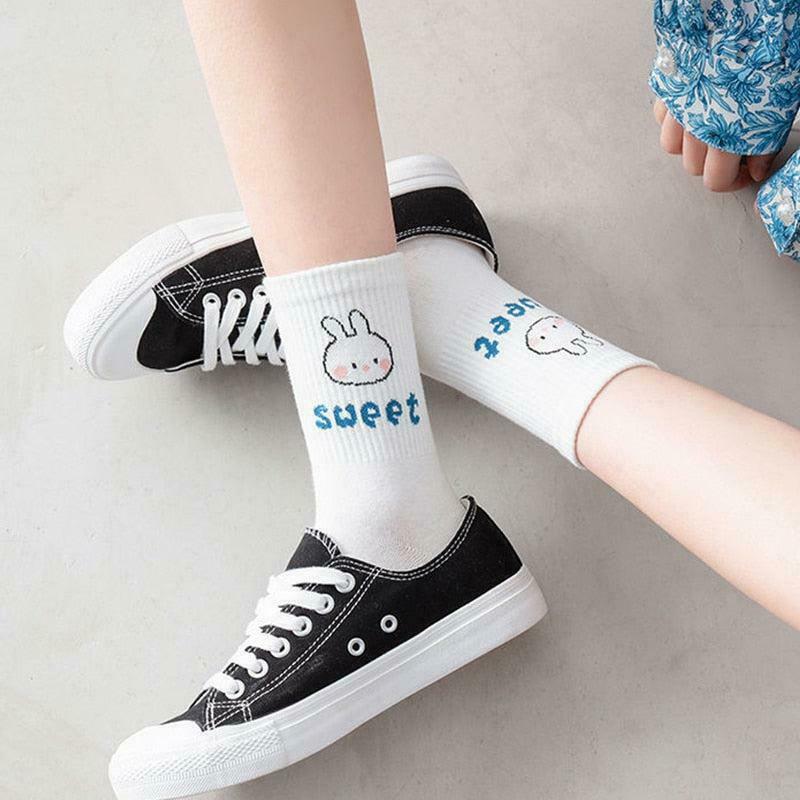 Cute Kawaii Patterned Socks - 5 Pairs of Trendy Y2K Fashion for a Stylish Look