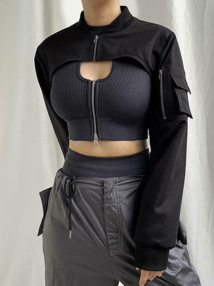 Cyberpunk Bolero Jacket for Y2K Style - Trendy Bolero Jacket for Modern Fashion Enthusiasts