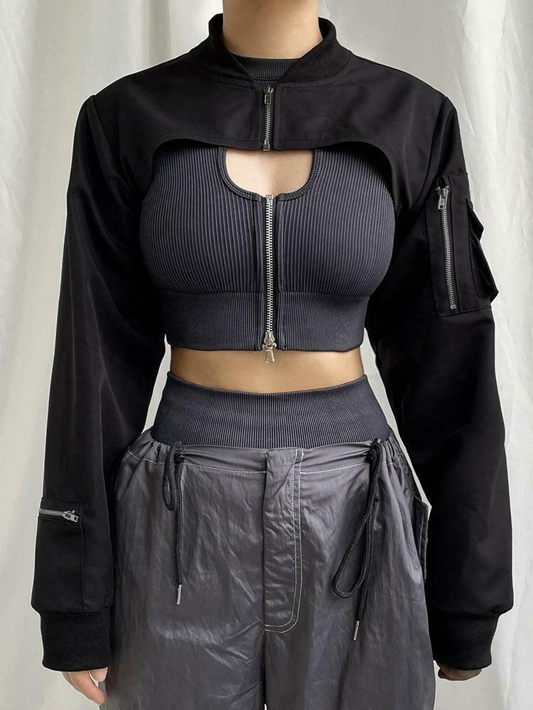 Cyberpunk Bolero Jacket for Y2K Style - Trendy Bolero Jacket for Modern Fashion Enthusiasts