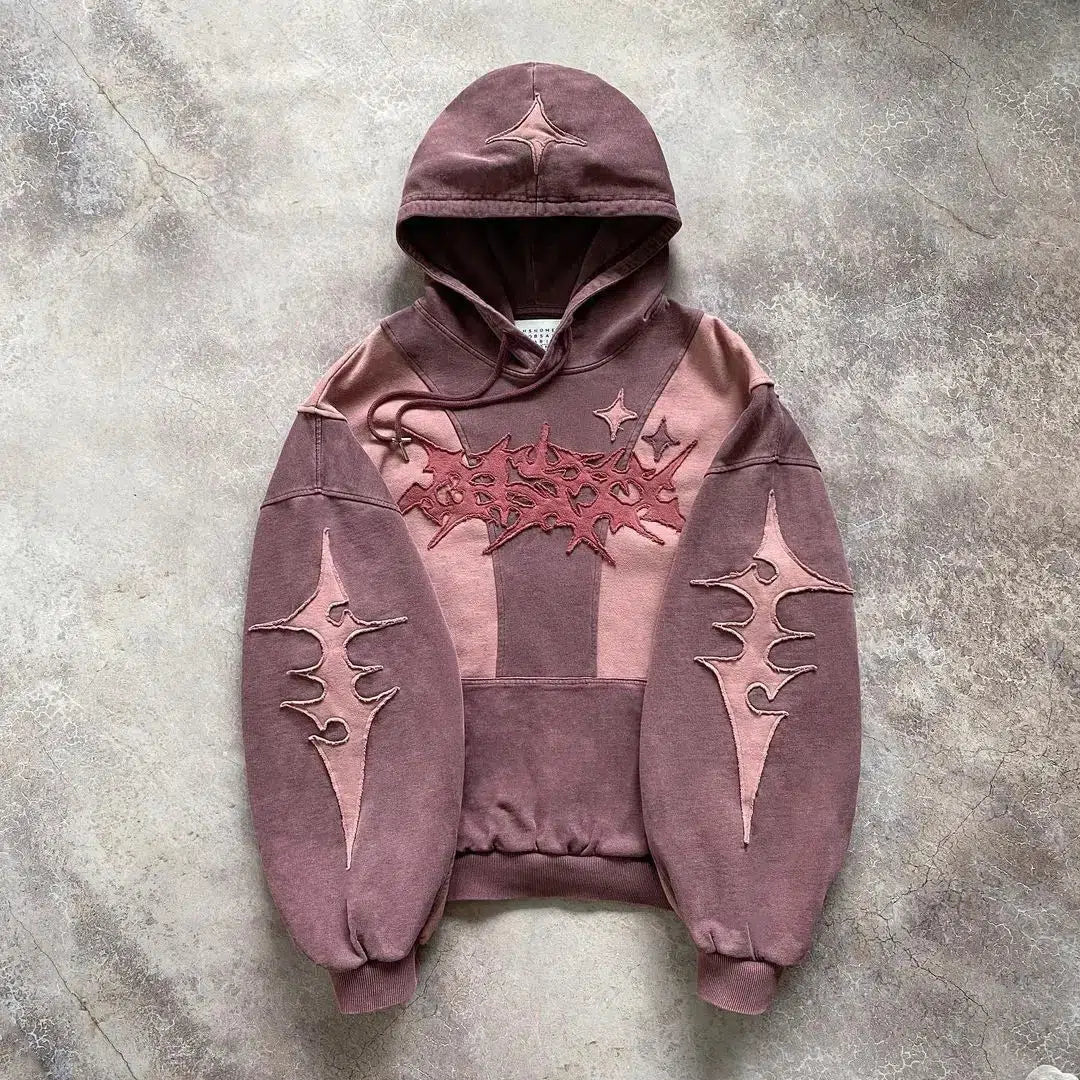 Cyberpunk Futuristic Patch Hoodie - Trendy Y2K Fashion Inspired by Korean and Asian Styles