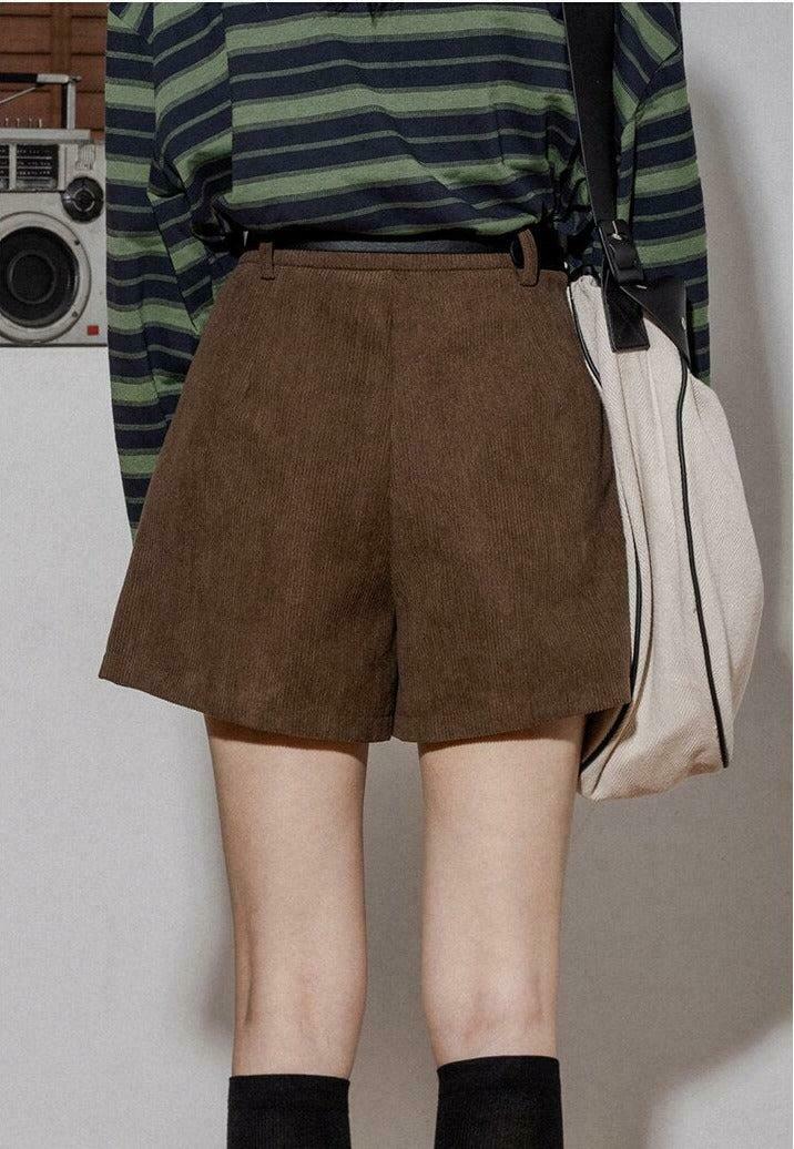 Dark Academia Corduroy Shorts for Trendy Y2K Fashion Enthusiasts - Korean & Asian Styles