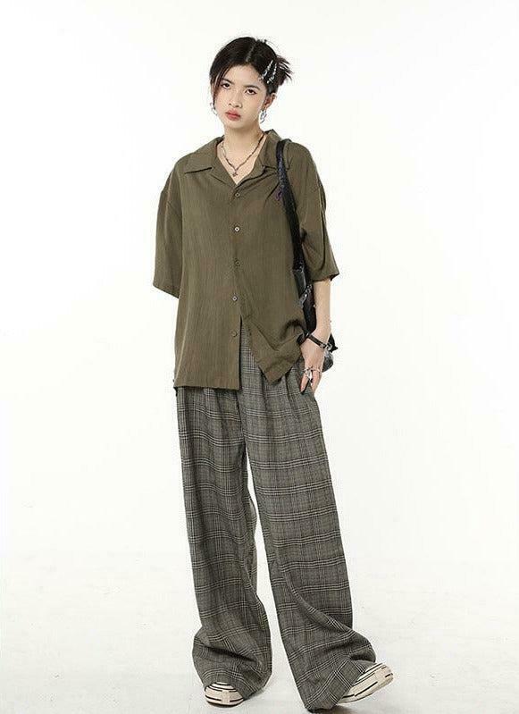 Dark Academia Wide Leg Plaid Pants for Y2K Fashion - Grunge Style & Trendy Outfits