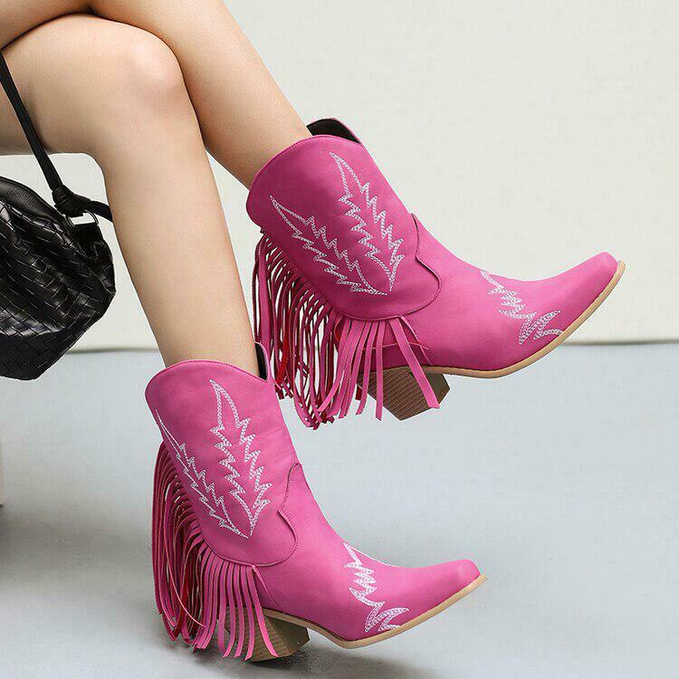 Disco Cowgirl Fringe Ankle Boots - Y2K Style Vintage Fringe Boots for Trendy Outfits