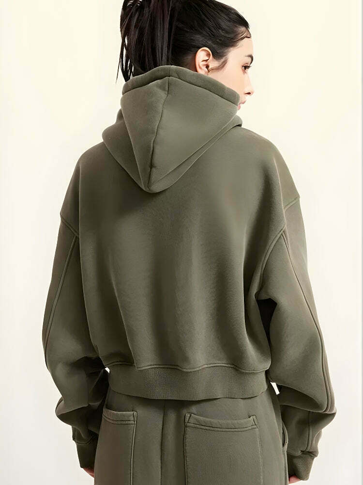 Double Zip-Up Cropped Hoodie for Trendy Y2K Style - Perfect Zip-Up Layering Piece