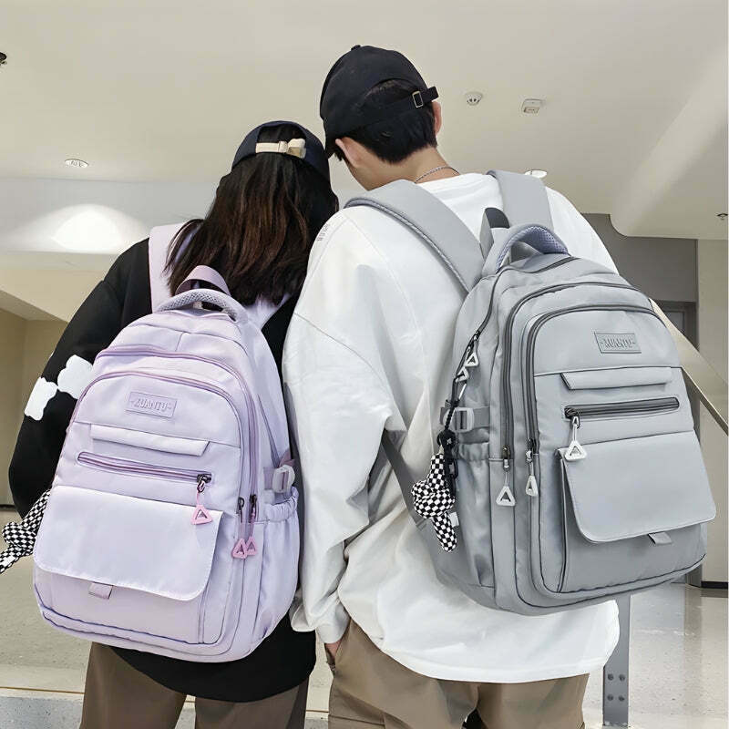 Extra Pockets Large School Backpack for Y2K Style - Trendy and Functional Design