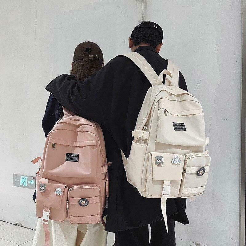 Extra Pockets Unisex School Backpack - Trendy Korean Y2K Fashion for Stylish Students