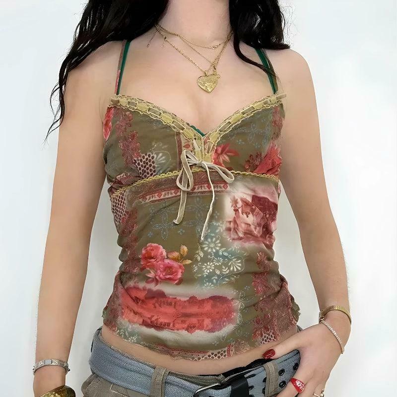 Fairy Grunge Floral Top - Sheer Y2K Floral Shirt for Trendy Streetwear Style