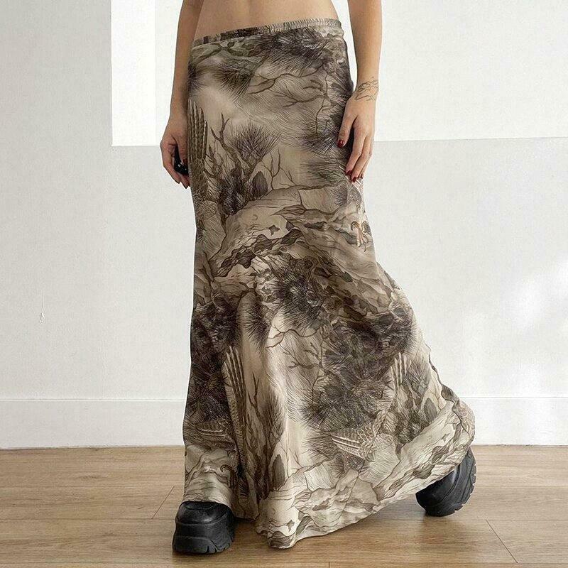 Fairy Grunge Forest Maxi Skirt - Y2K Fashion Inspired Korean & Asian Style Skirt