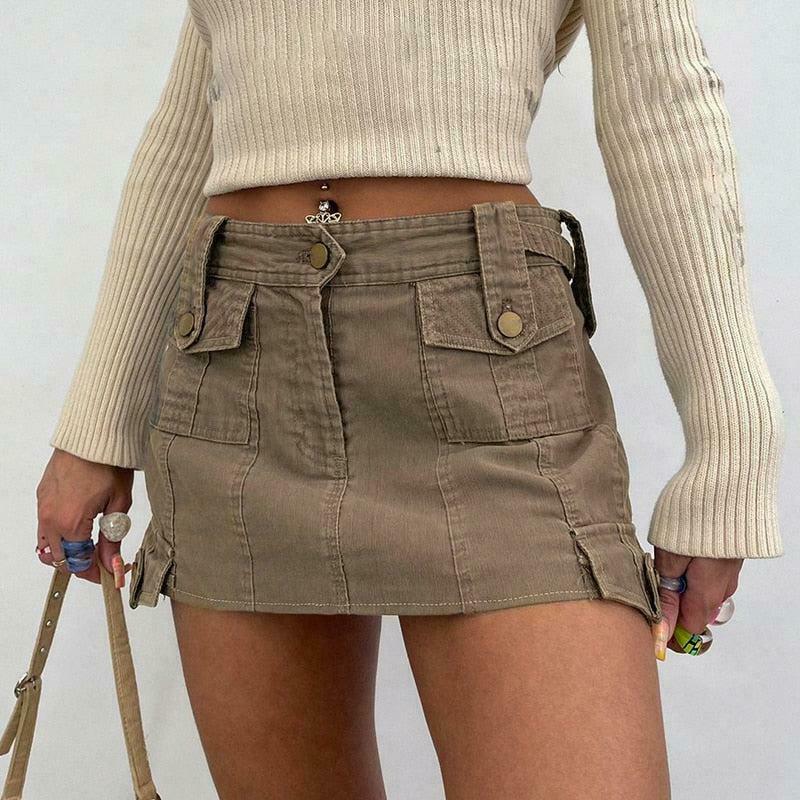 Fairy Grunge Grey Cargo Mini Skirt - Trendy Y2K Fashion for Unique Outfits