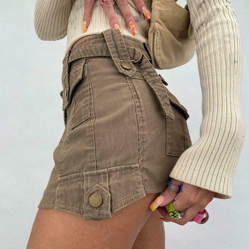 Fairy Grunge Grey Cargo Mini Skirt - Trendy Y2K Fashion for Unique Outfits