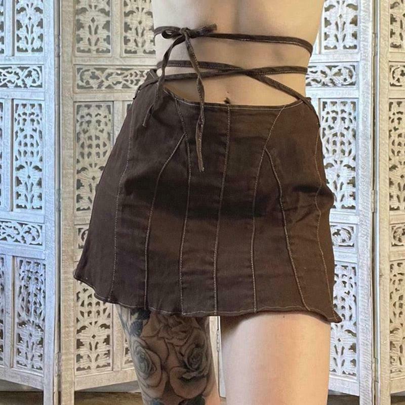 Fairy Grunge Lace Up Mini Skort - Trendy Korean Y2K Fashion for a Stylish Look