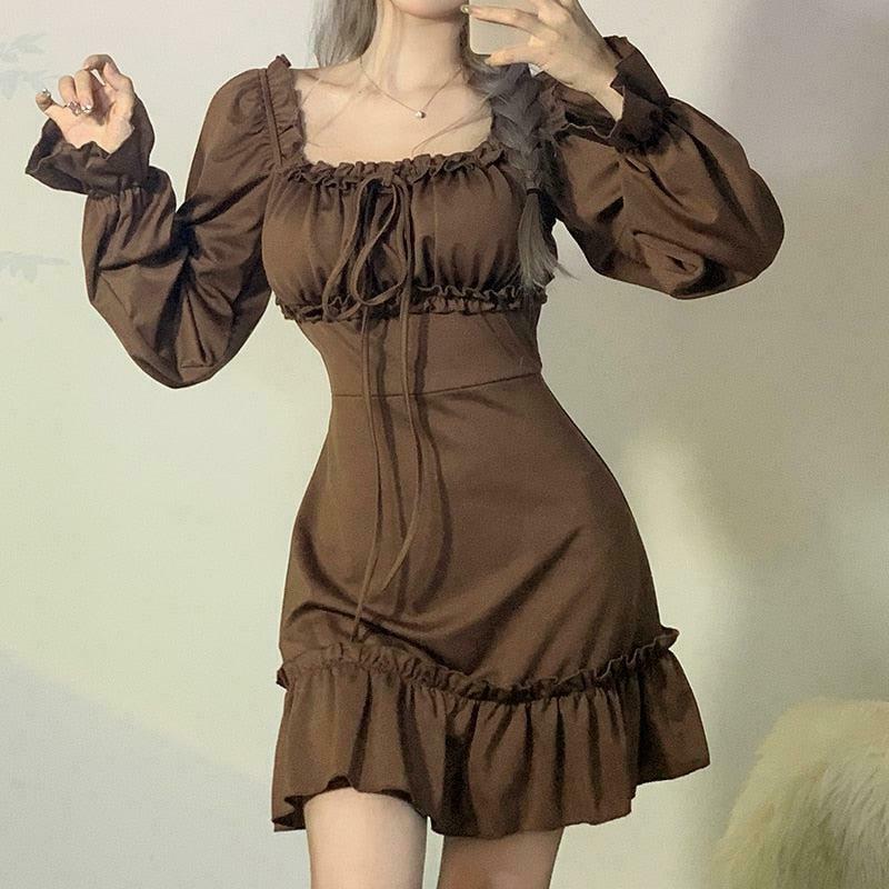 Fairy Grunge Ruffled Mini Dress - Trendy Y2K Style Clothing for Unique Fashion Statements