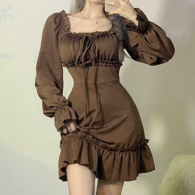 Fairy Grunge Ruffled Mini Dress - Trendy Y2K Style Clothing for Unique Fashion Statements