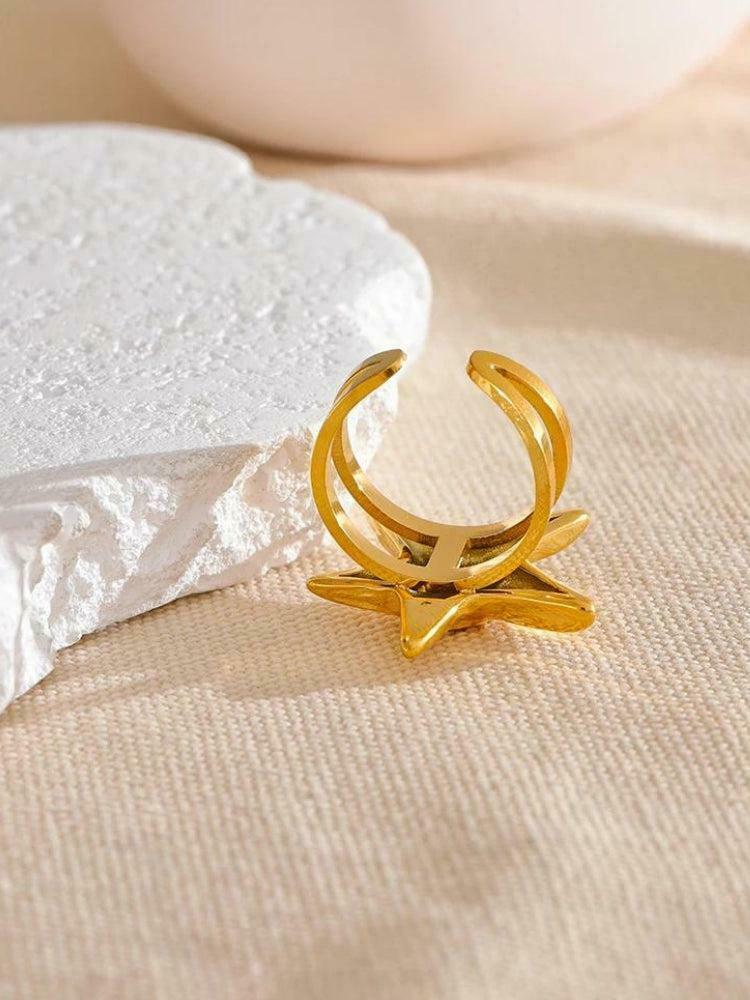 Gold Starfish Ring - Trendy Y2K Fashion Accessory Inspired by Korean and Asian Styles