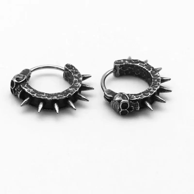 Goth Skull Spiked Hoop Earrings - Trendy Y2K Style Jewelry for Modern Fashion Enthusiasts