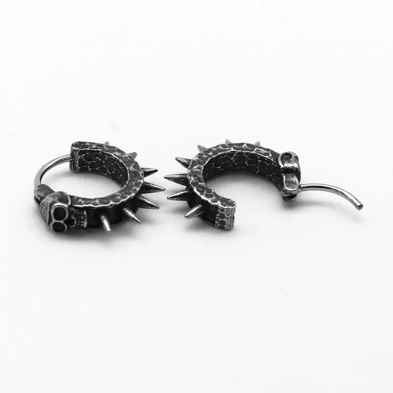 Goth Skull Spiked Hoop Earrings - Trendy Y2K Style Jewelry for Modern Fashion Enthusiasts