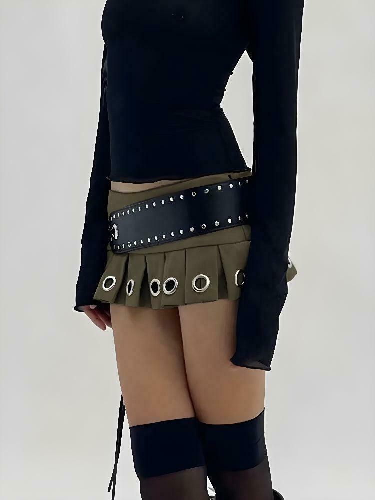 Grunge Belted Extra Mini Skirt for Y2K Style - Perfect for Preppy, Alt, and Skater Outfits