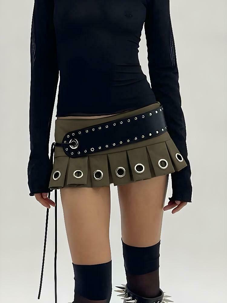 Grunge Belted Extra Mini Skirt for Y2K Style - Perfect for Preppy, Alt, and Skater Outfits