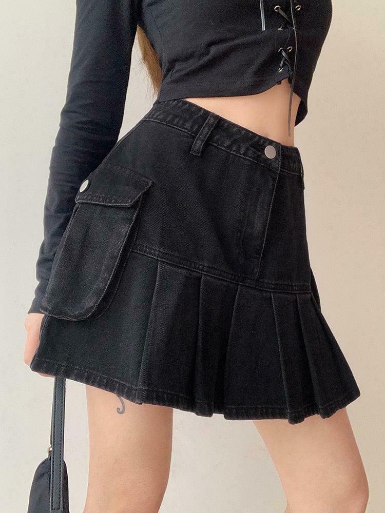 Grunge Cargo Denim Mini Skirt - Trendy Y2K Style for Summer Outfits and Fashion Vibes