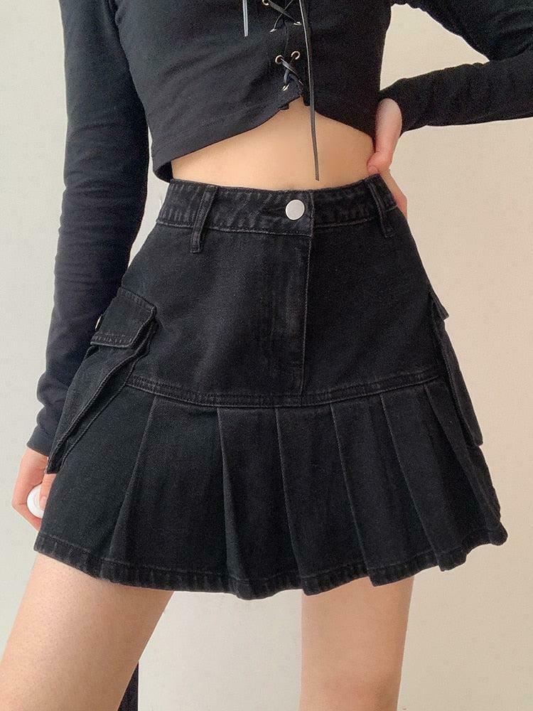 Grunge Cargo Denim Mini Skirt - Trendy Y2K Style for Summer Outfits and Fashion Vibes