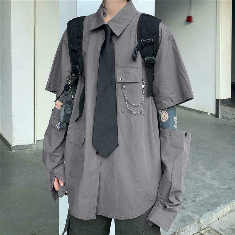 Grunge Detachable Sleeve Shirt - Y2K Style Clothing for Trendy Men and Boys