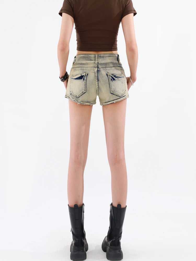 Grunge Distressed Denim Shorts for Y2K Style: Trendy Fashion for Men and Young Adults