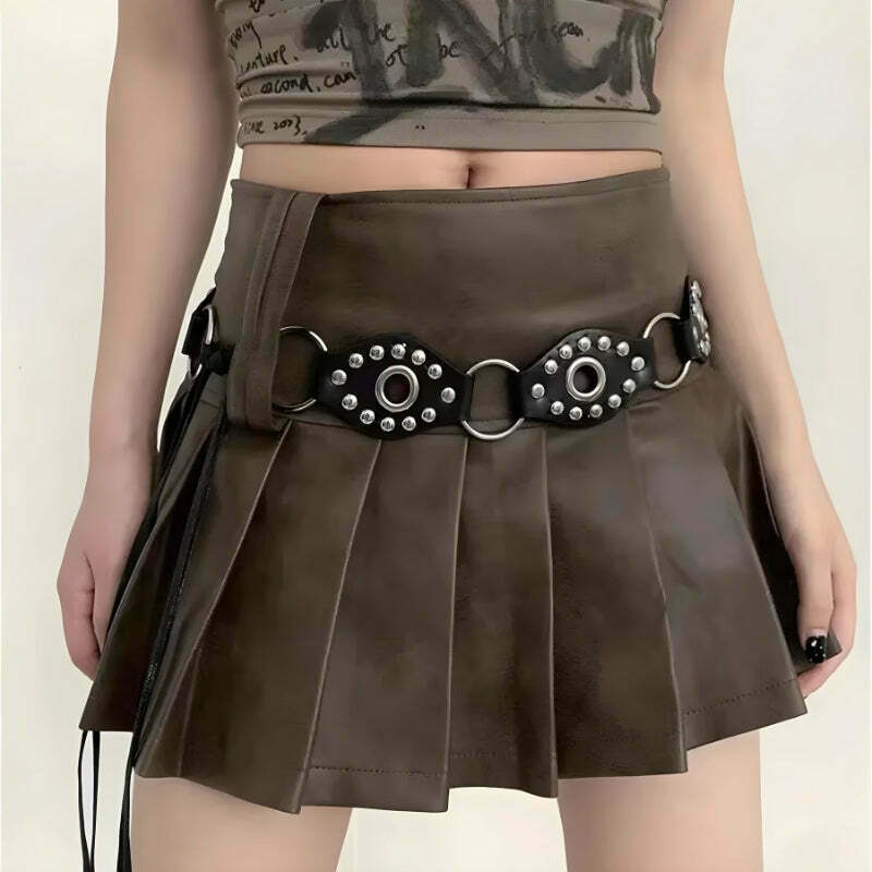 Grunge Faux Leather Lace-Up Belt for Y2K Style Clothing and High Fashion Outfits