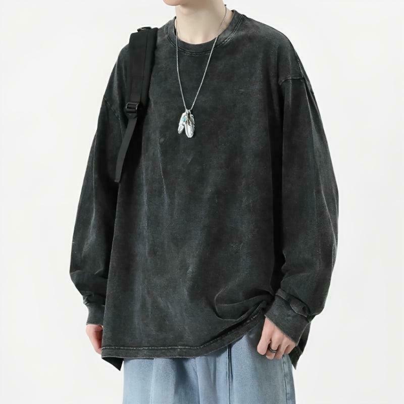 Grunge Oversized Distressed Basic Tee - Trendy Y2K Clothing for a Vintage Look