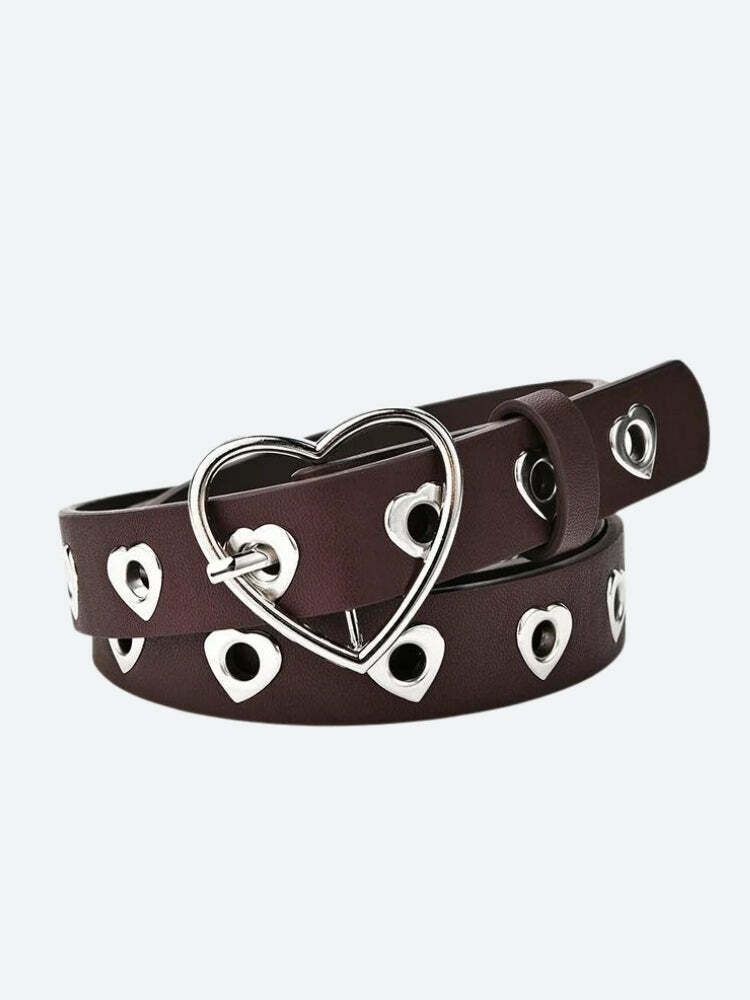 Heart Buckle Faux Leather Belt for Y2K Fashion - Trendy 90s Style Accessory for Outfits