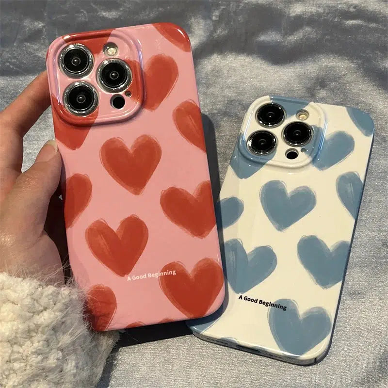 Heart Painting Phone Case - Y2K Grunge Style, Pink Aesthetic for Trendy Fashion Lovers