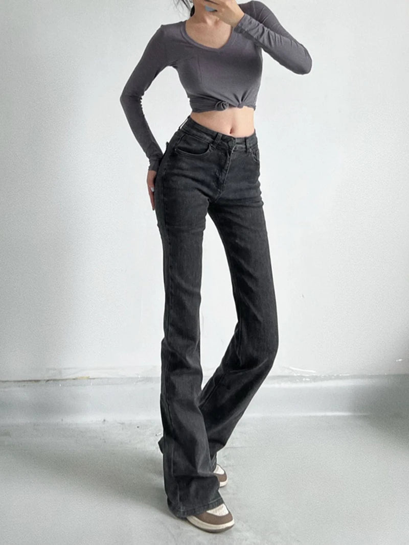 Heart Pocket Flare Jeans - Trendy Y2K Fashion Inspired by Korean and Asian Styles