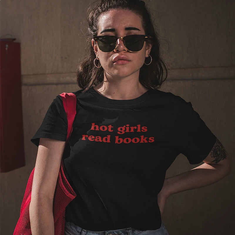 Hot Girls Read Books Tee - Trendy Y2K Fashion for Book Lovers in Asian & Korean Styles