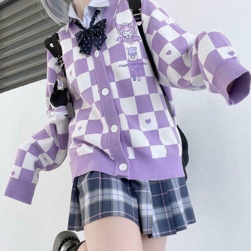 Kuromi Buttoned Purple Cardigan - Trendy Y2K Fashion for Stylish Outfits