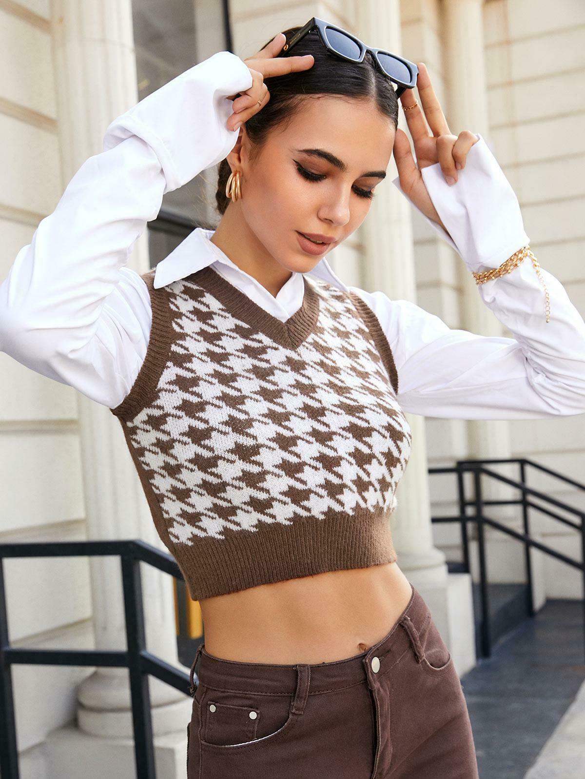 Light Academia Crop Sweater Vest - Trendy Y2K Fashion for a Stylish Look