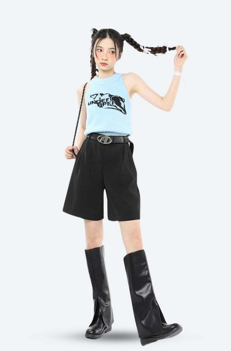 Men's Wide Leg Pleated Shorts - Y2K Style for Trendy Grunge and Alt Outfits