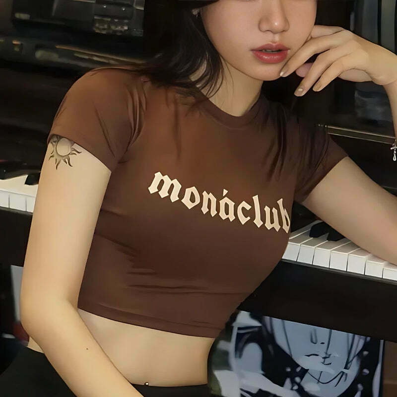 Monaclub Crop Top - Trendy Korean Y2K Fashion for a Stylish Look in Asian Aesthetics