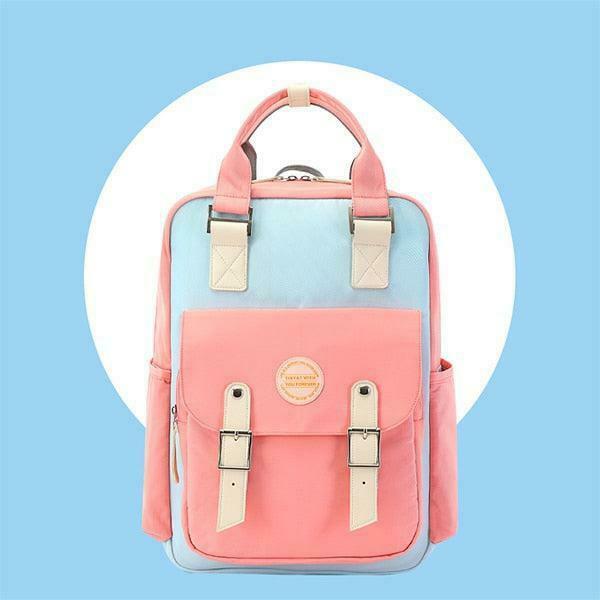 Multicolor Pastel Y2K Style Backpack - Retro Grunge School Bag for Trendy Fashion Lovers