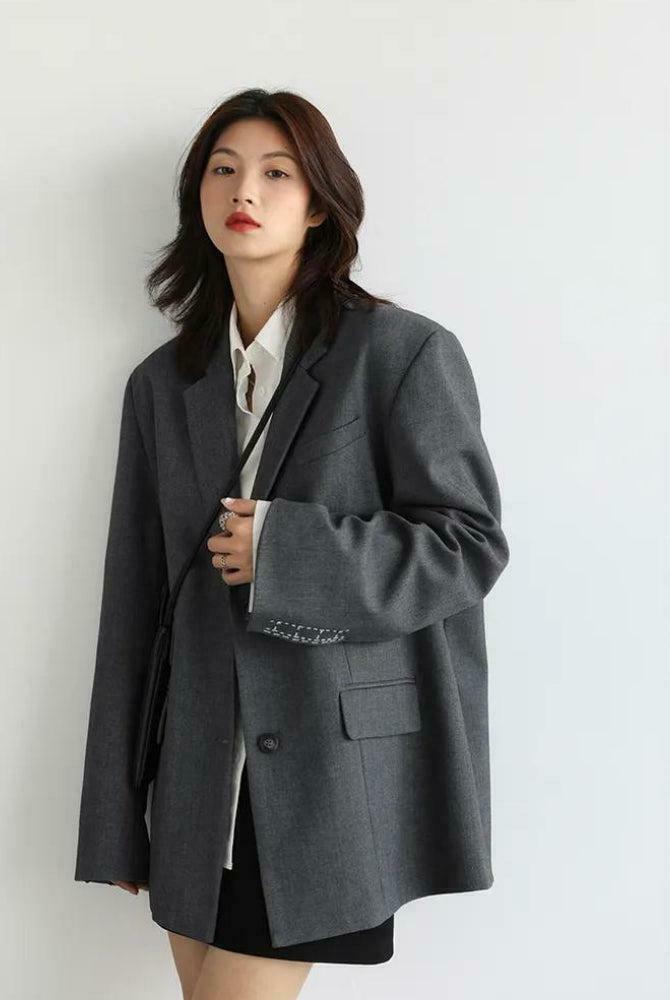 Office Style Wide Shoulder Classy Blazer for Trendy Y2K Fashion and Dark Aesthetic Outfits