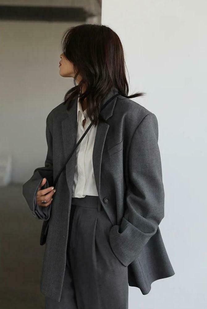 Office Style Wide Shoulder Classy Blazer for Trendy Y2K Fashion and Dark Aesthetic Outfits