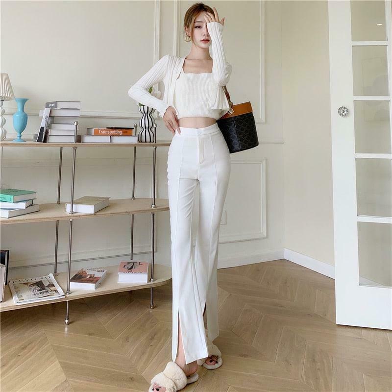 Old Money Hem Split Pants - Trendy Y2K Fashion Inspired by Korean and Asian Styles