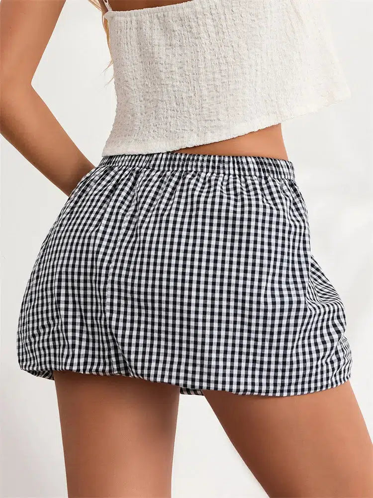 Plaid Bubble Mini Skirt - Trendy Y2K Style Clothing for Men & Grunge Outfits