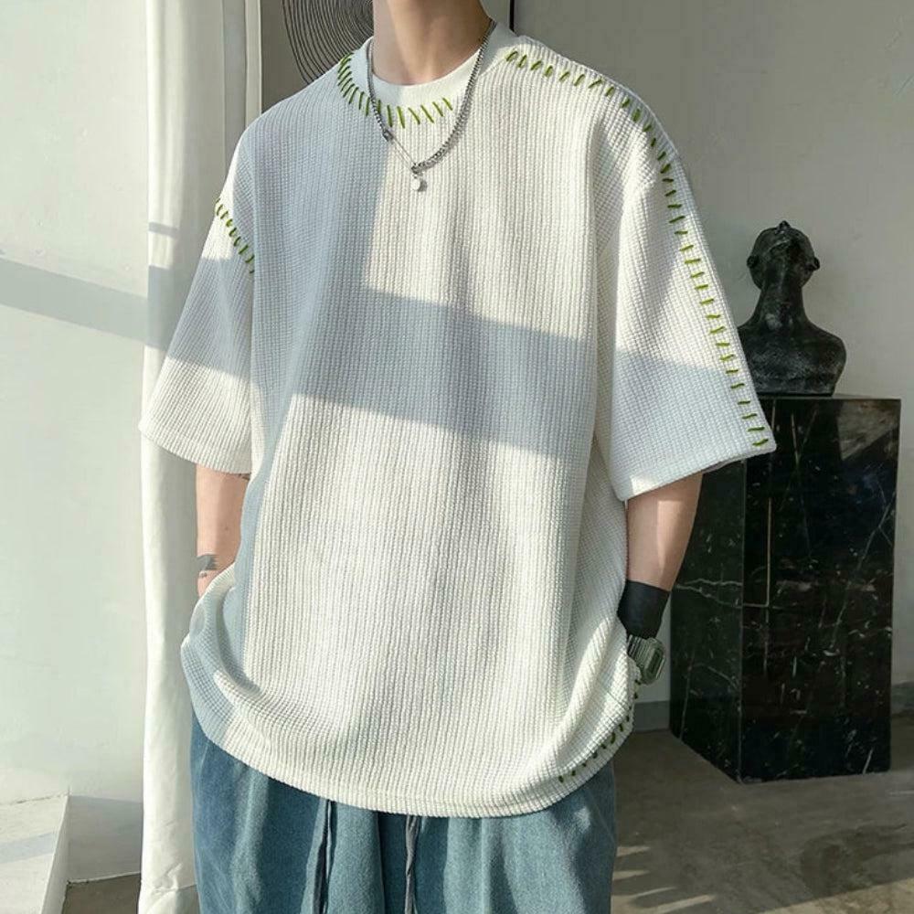 Soft Boy Contrast Stitch Tee - Trendy Y2K Fashion Essential in Korean & Asian Styles